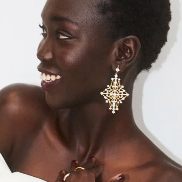 NEW IN BOX! Kendra Scott Earrings Rosalie Gold Statement Earrings - Picture 3 of 3